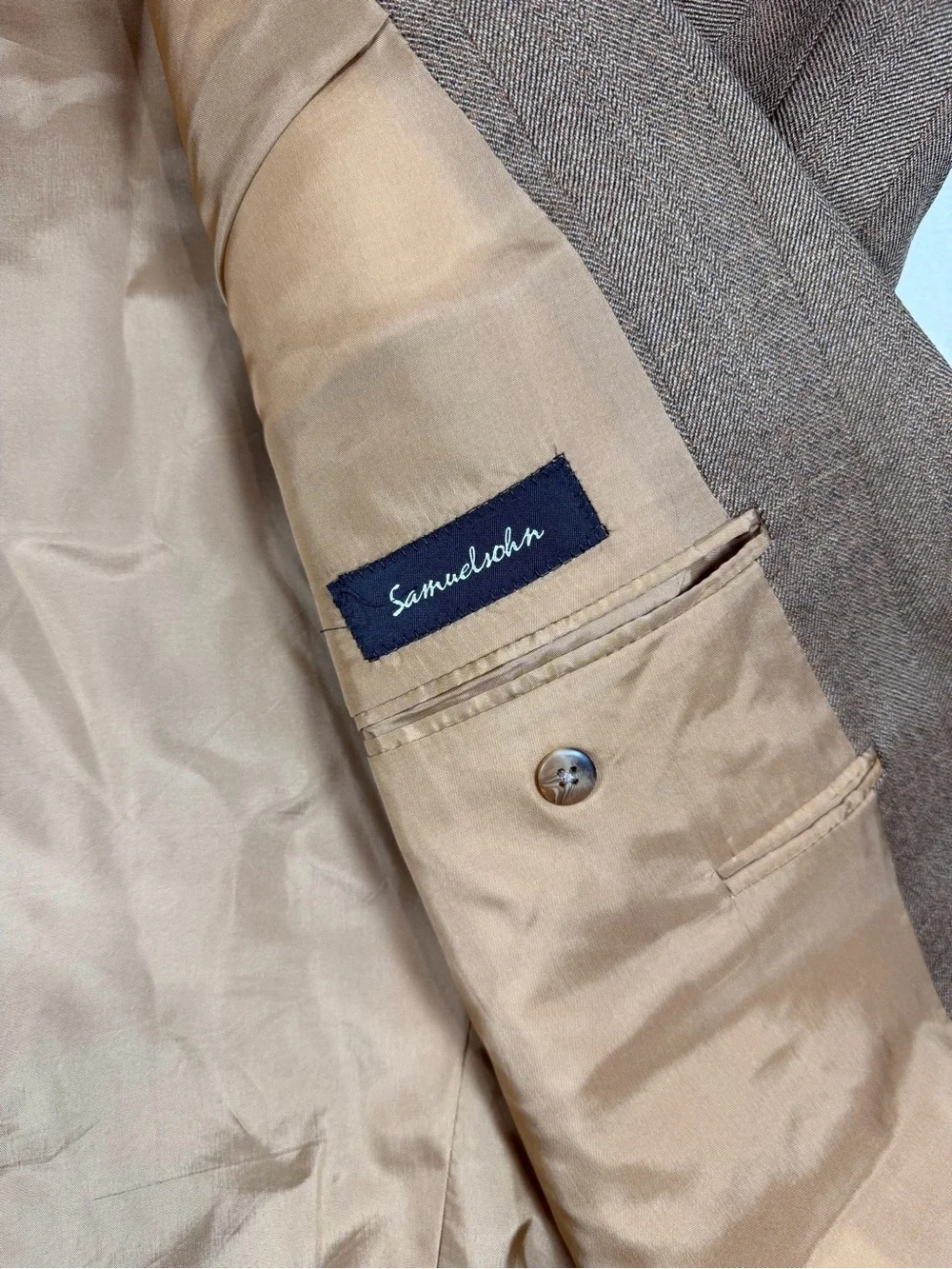 Samuelsohn 43R 100% Wool Tan-Brown Men's 3 Button Sport Coat